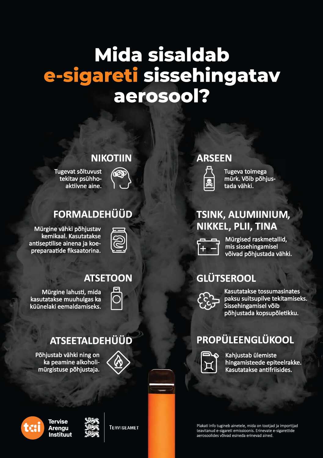 Pilt e-sigareti aerosooli sisaldusest